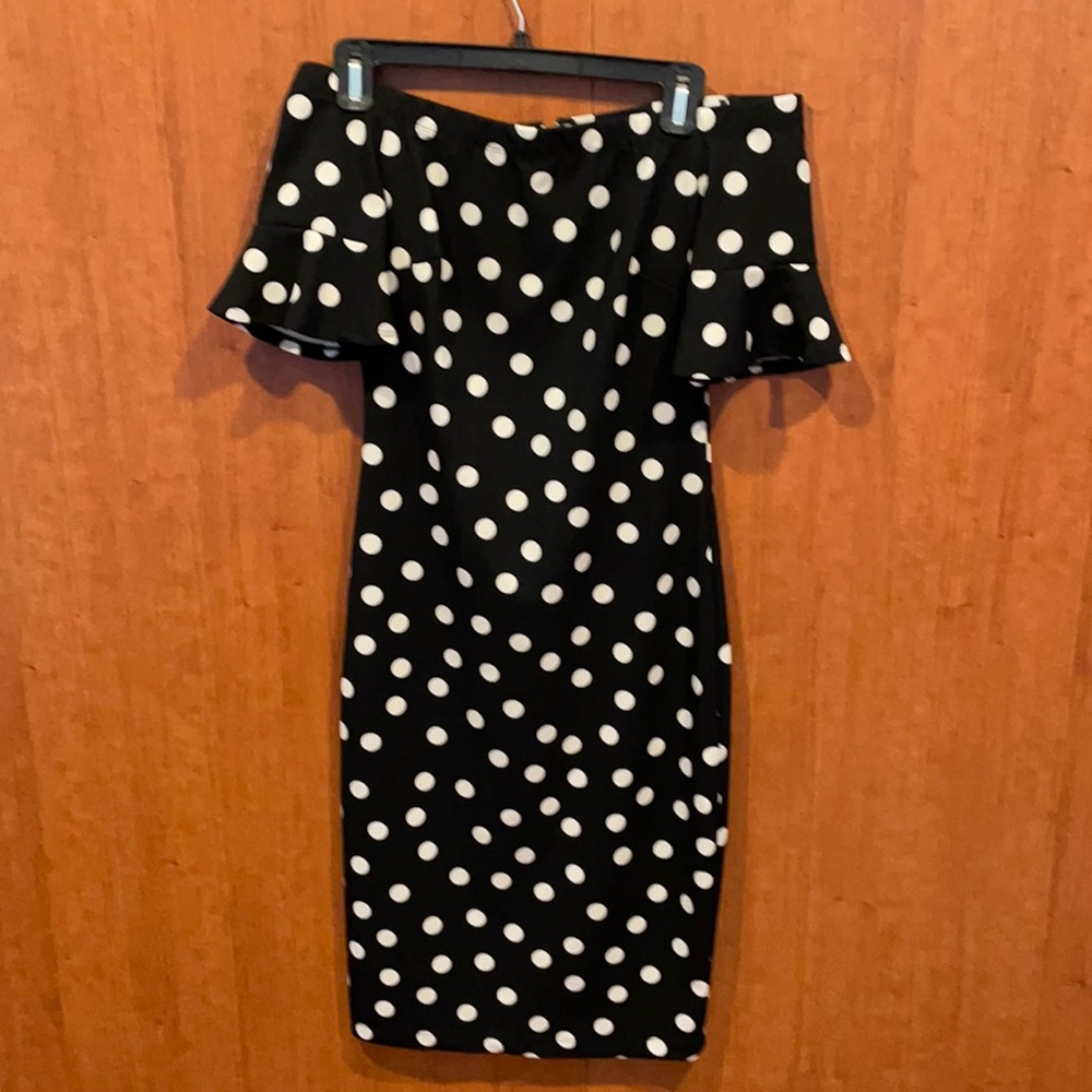 Black and white polka dot dress